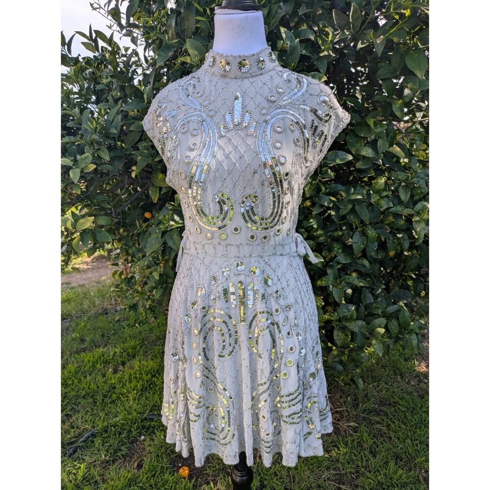 ASOS Design Dress Embellished Cut Out Side Lace Up Mini Skater Dress NWT size 4